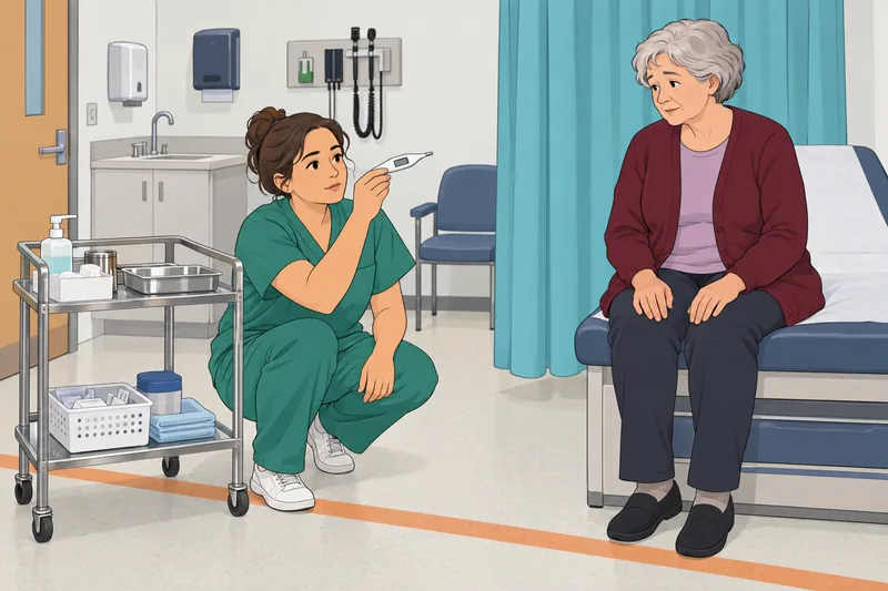 Ulcerative Colitis Quiz shows a nurse checking temperature.