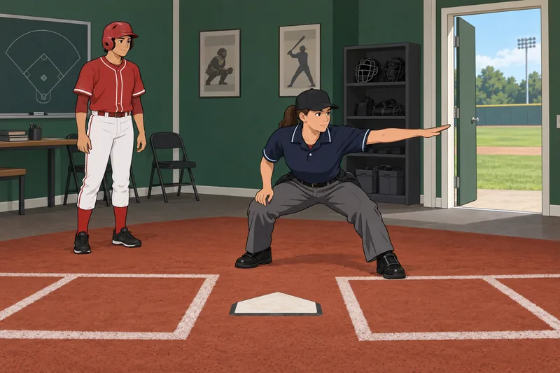 Umpire Quiz shows a safe call at home.