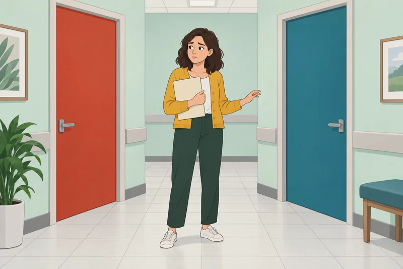 Uncertainty Response Scale shows a patient between doors.