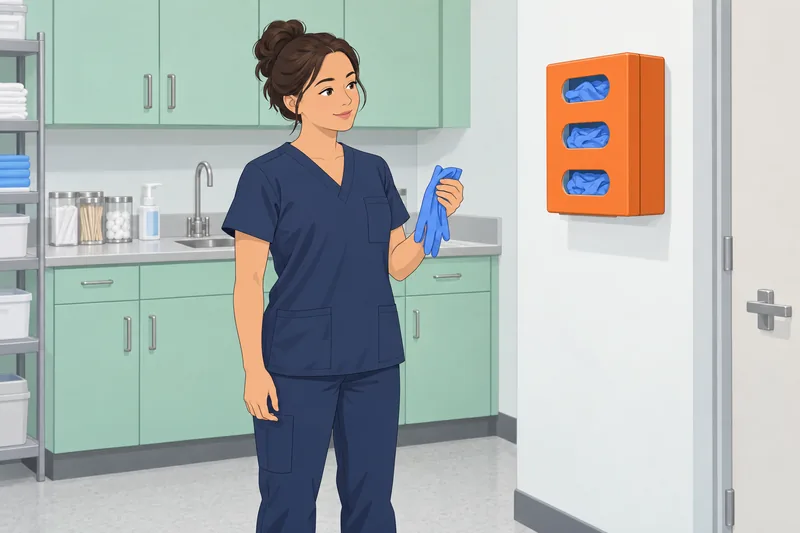 cuestionario sobre precauciones muestra un dispensador clínico.