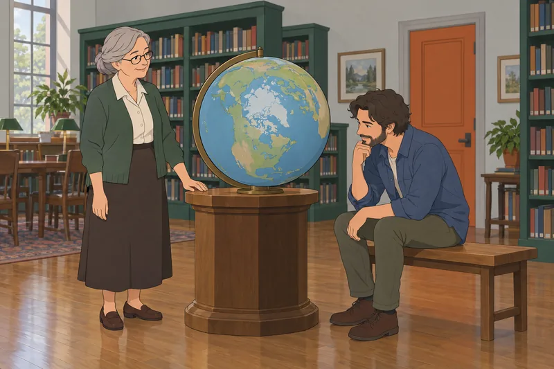Un globo apoya el cuestionario sobre el mapa.