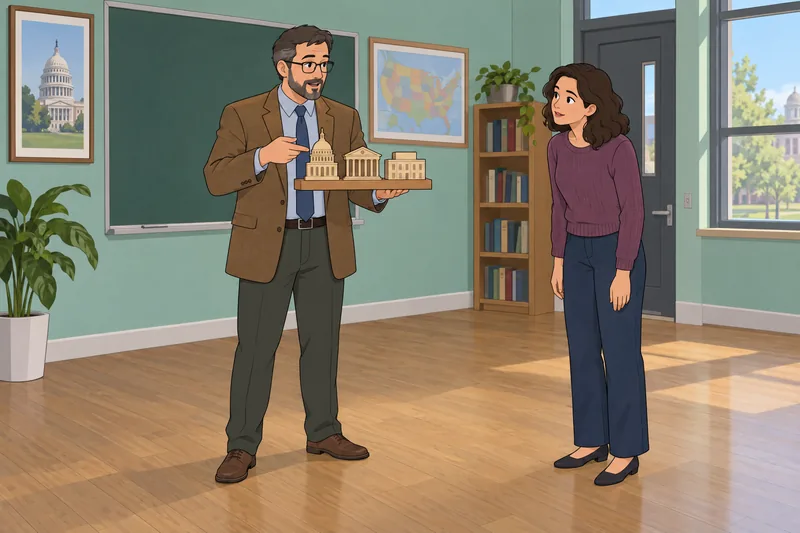 US Constitution Quiz shows a civics classroom.