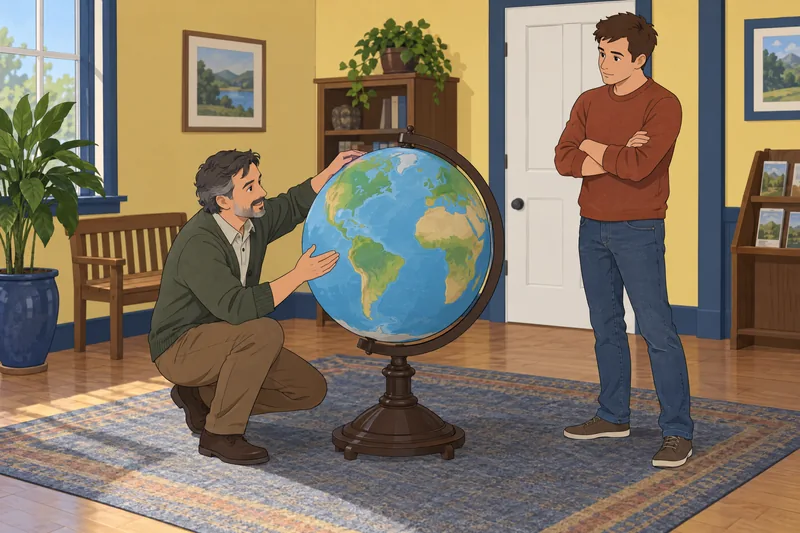 US Geography Quiz captures careful globe study.