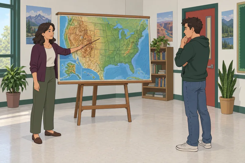 US Geography Quiz shows a learner studying regions.