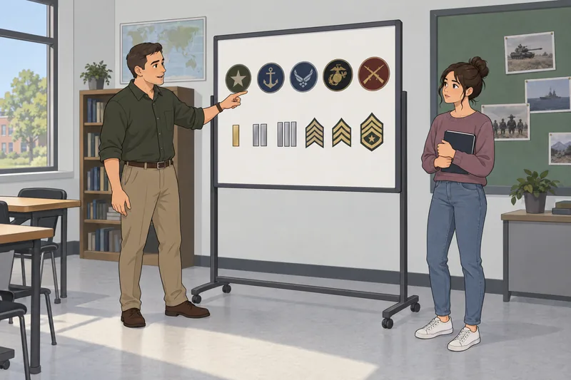 US Military Quiz appears in a classroom.