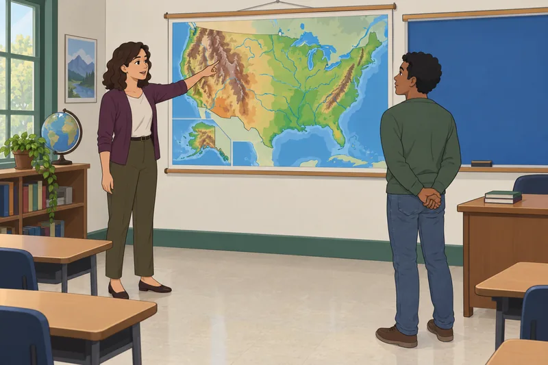 US Physical Map appears in geography class.