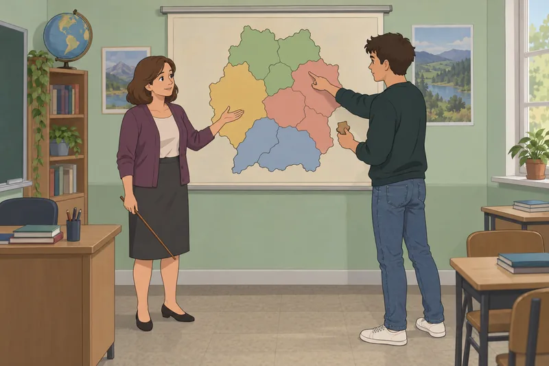 El cuestionario sobre las regiones muestra una clase.