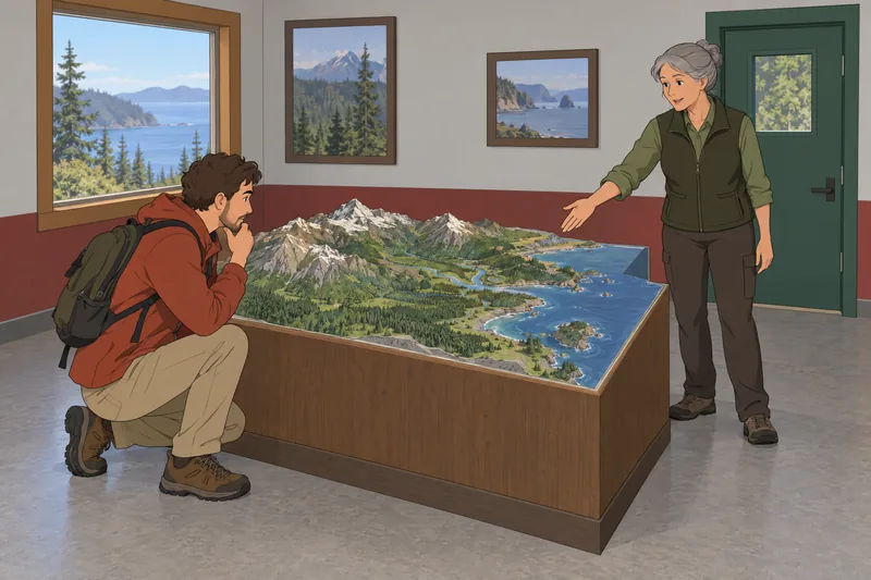 USA Quiz shows a traveler studying a landmark.