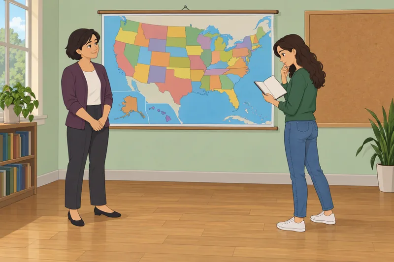 El cuestionario sobre Estados muestra un mapa.