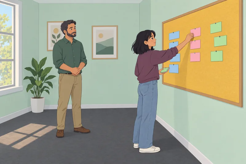 UX Quiz shows a student sorting blank cards.