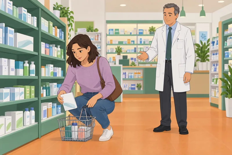 Vagina Quiz: Pharmacist presents a sealed care kit.