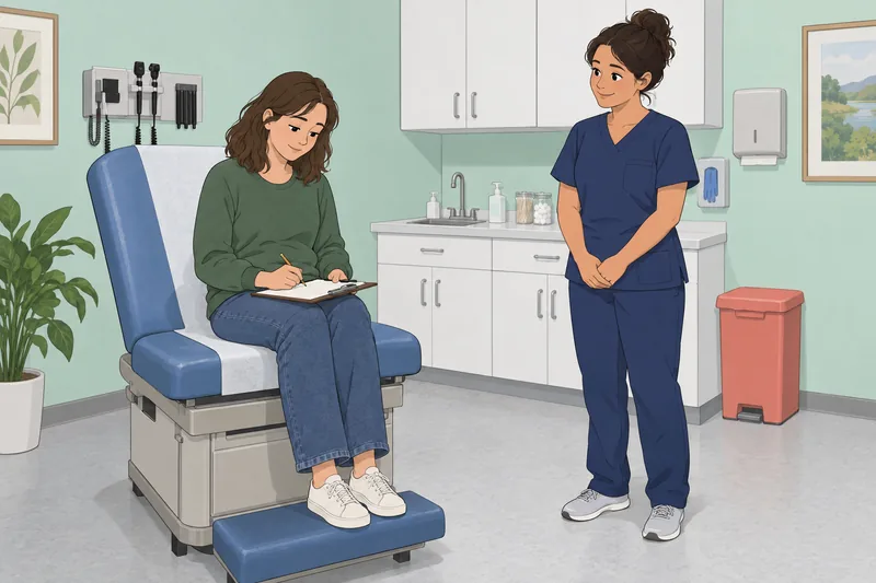 Imagen: cuestionario sobre la salud vaginal, consulta clínica.