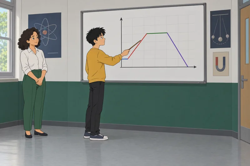 Velocity Time Graph appears on a classroom wall.