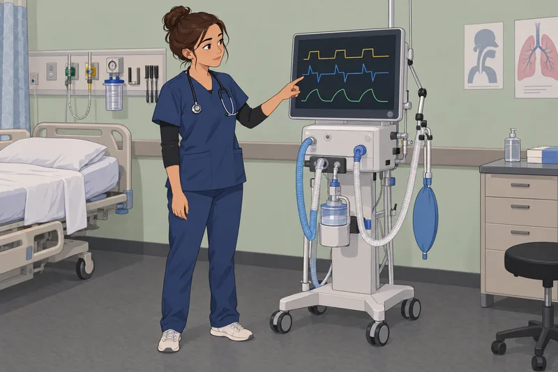 Ventilator Graphics Quiz shows waveform reading.