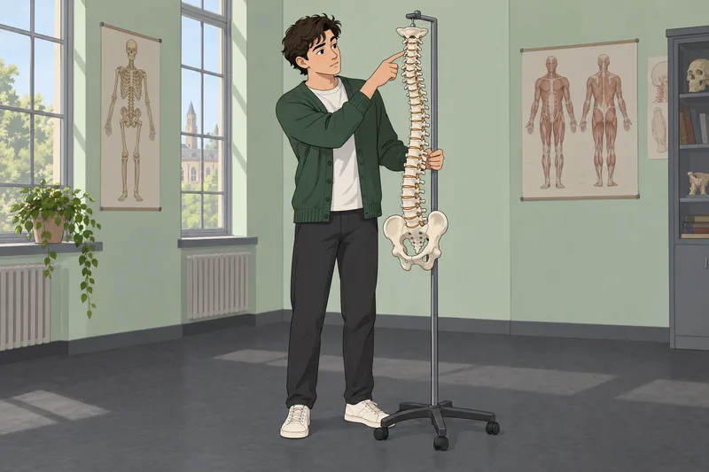 Vertebrae Quiz shows a student studying a spine.