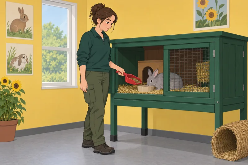 cuestionario de veterinaria muestra alimento medido para conejos.