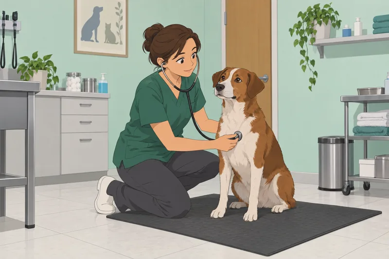Vet Tech Quiz shows a calm clinic check.