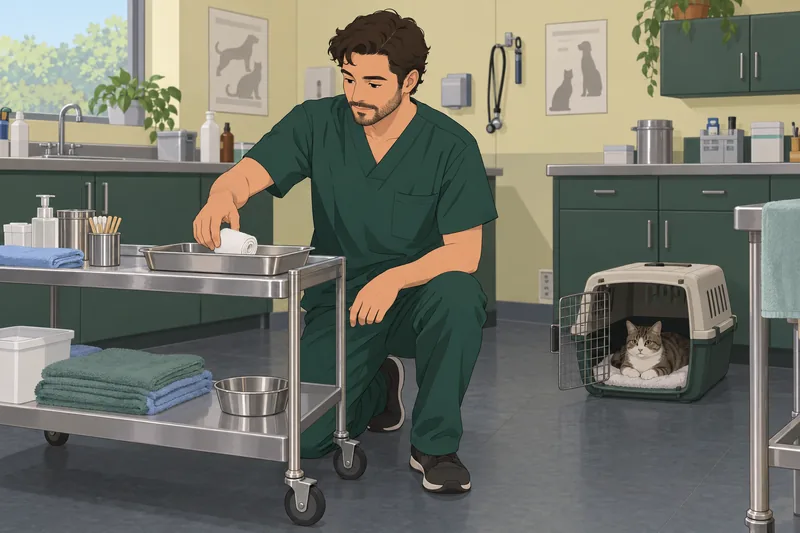 Veterinary Terminology Quiz shows bandage preparation.