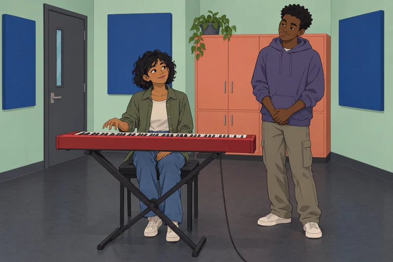 Quiz de personajes captura un ensayo musical.