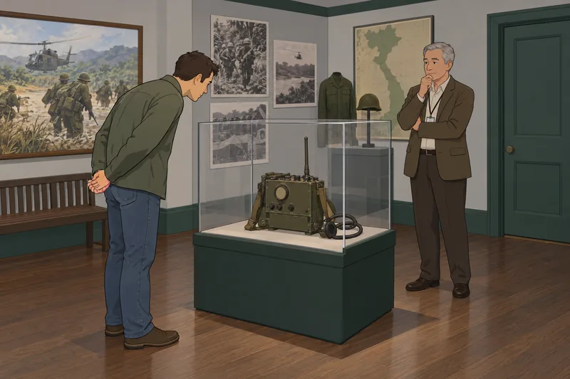Vietnam War Quiz examines a period radio.