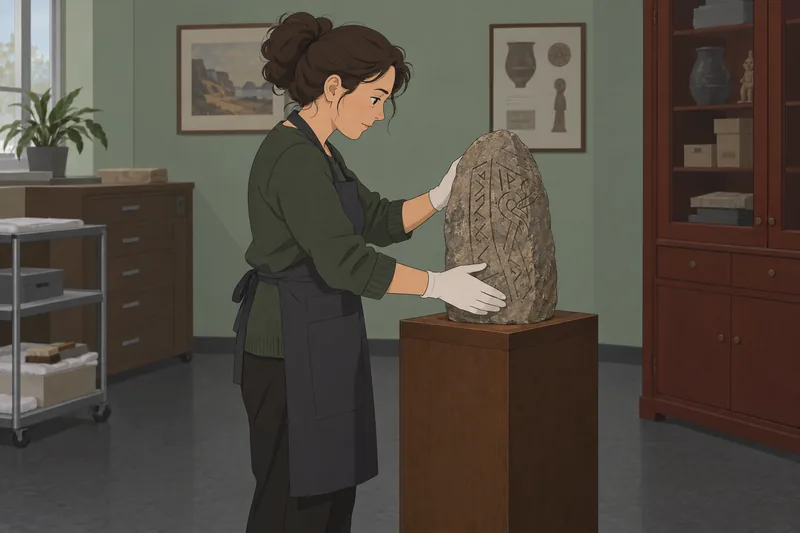 Quiz sobre los: curadora изучает piedra rúnica.