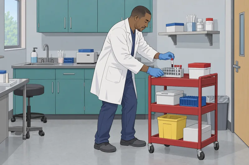 Virus Quiz shows a technician checking one tube.