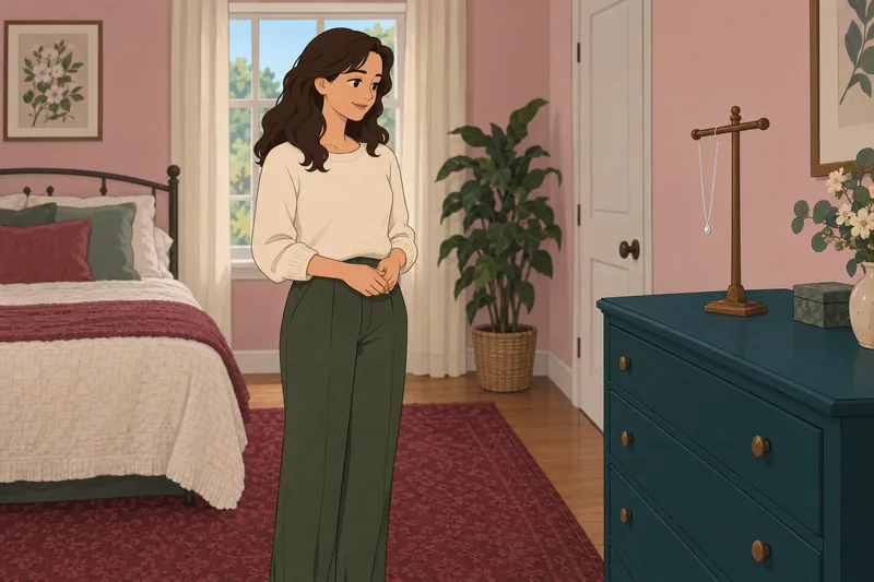 Escena del cuestionario de peso en un dormitorio.