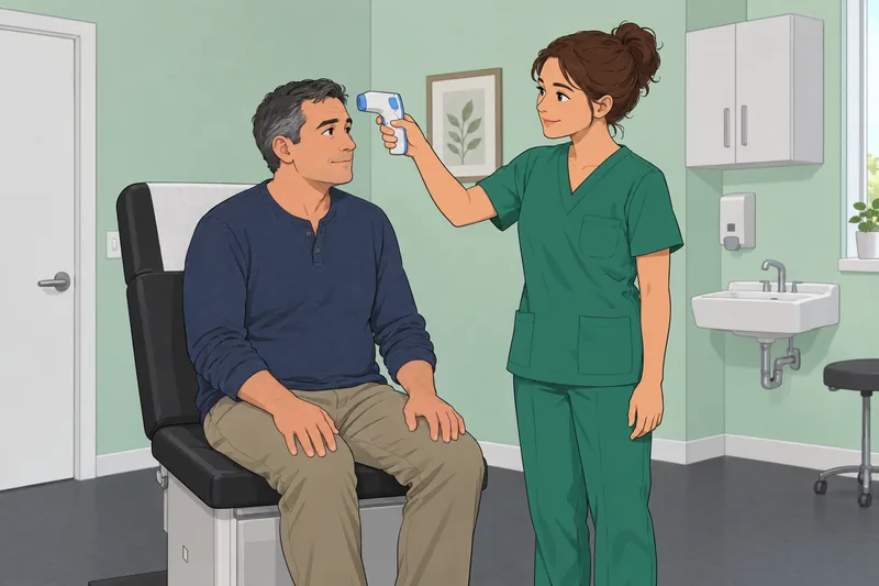 Vital Signs Quiz shows a nurse checking temperature.