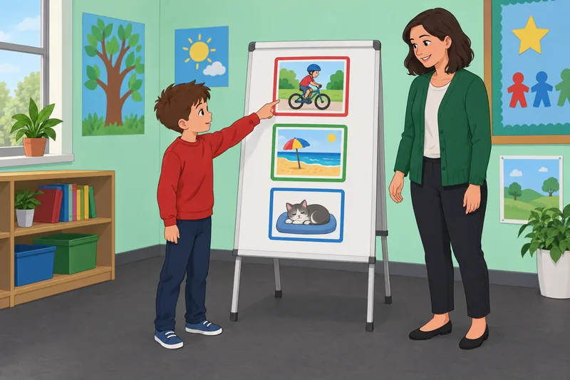 Vocabulary Quiz for: a child chooses a card.
