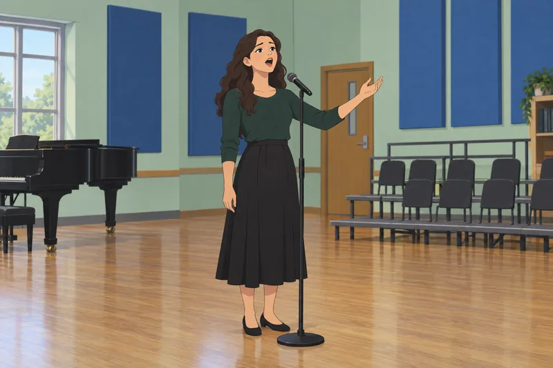 Vocal Range Quiz shows focused singing.
