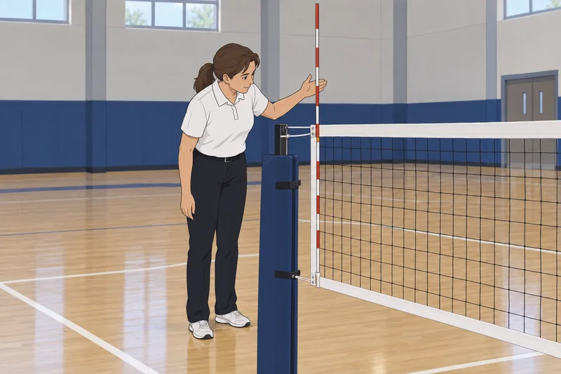 cuestionario de voleibol: árbitro revisa la antena.