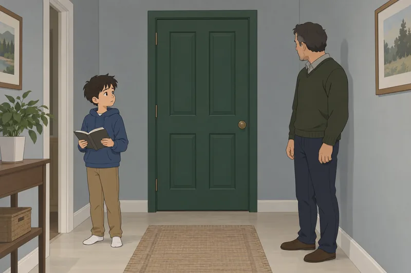 Was I Emotionally? Boy stands near a door.