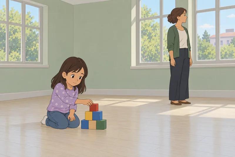 Was I Emotionally? A girl builds blocks calmly.