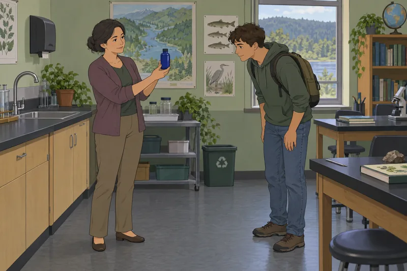 Water Pollution Quiz in an environmental classroom.