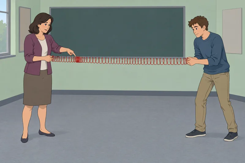 Waves Quiz shows a spring pulse in class.
