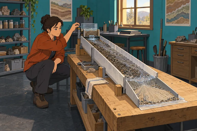 Weathering and Erosion: sediment settles in a flume.