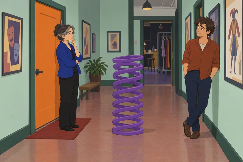 Wedgie Quiz: hallway gag beside a closed door.