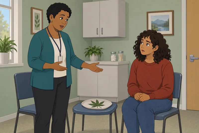 Weed Addiction Quiz depicts a clinic lesson.