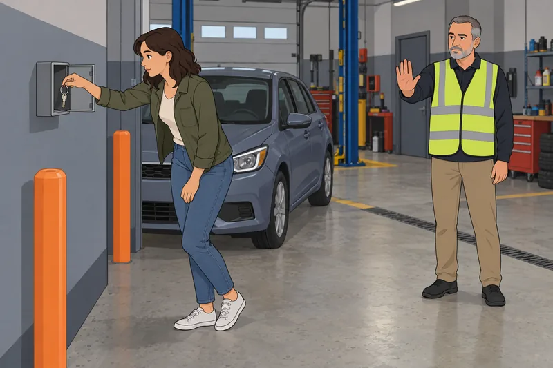 Weed Quiz: a driver stores keys before leaving.