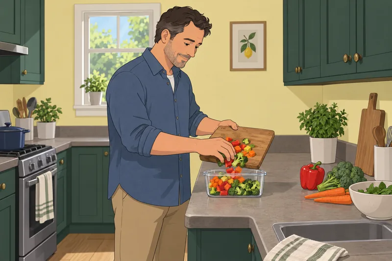 Weight Loss Quiz: man portions vegetables.