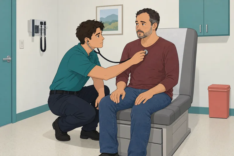 West Coast EMT learner checks breathing.