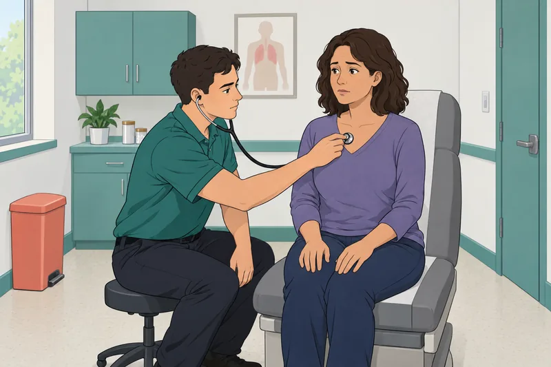 El cuestionario del Bloque muestra una evaluación respiratoria.