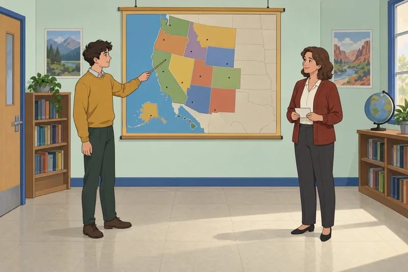 West States and: student studies a regional map.