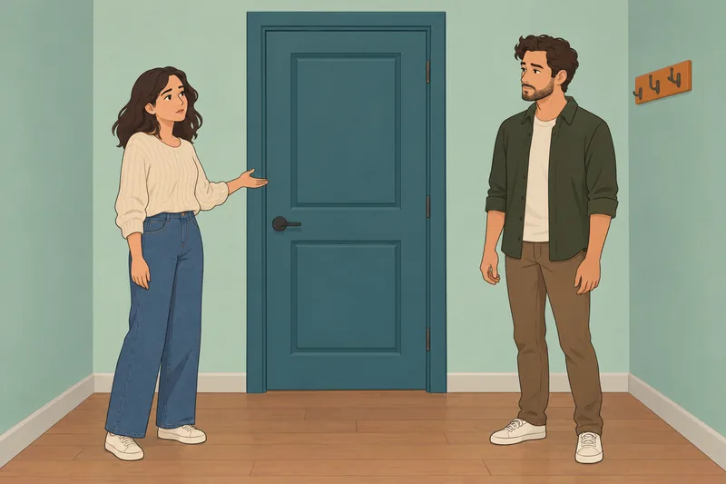 What Are We: adults talk by the door.