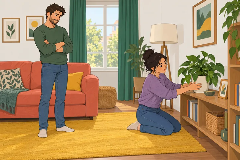 cuestionario ¿Qué somos?: pareja cuida una planta.