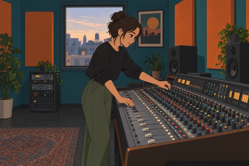 What Band Are: a producer adjusts the console.