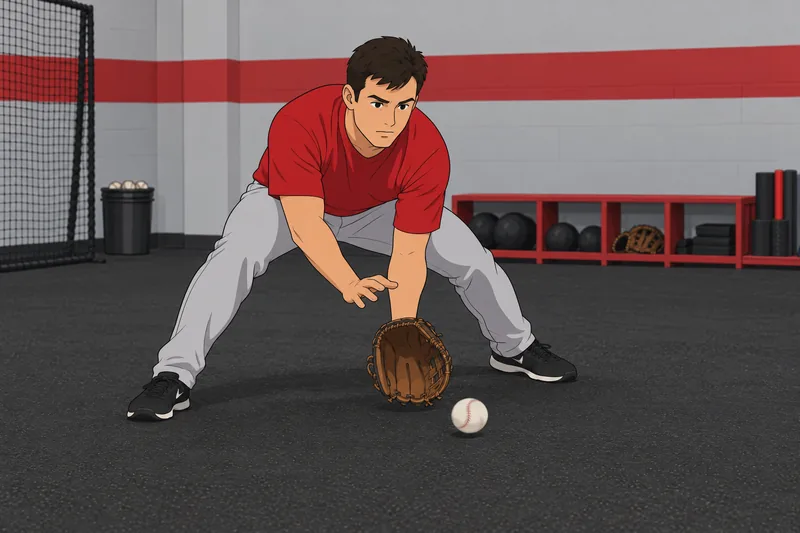 What Baseball Player shows a low defensive scoop.