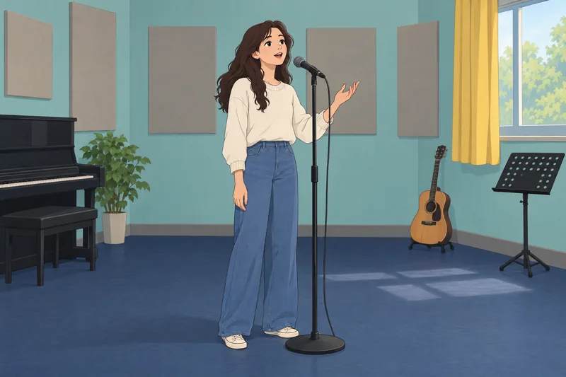What BTS Song: singer practices in rehearsal room.