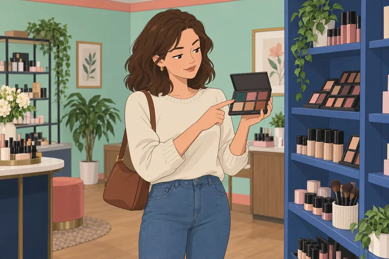 What Color Eyeshadow appears beside a cobalt rack.