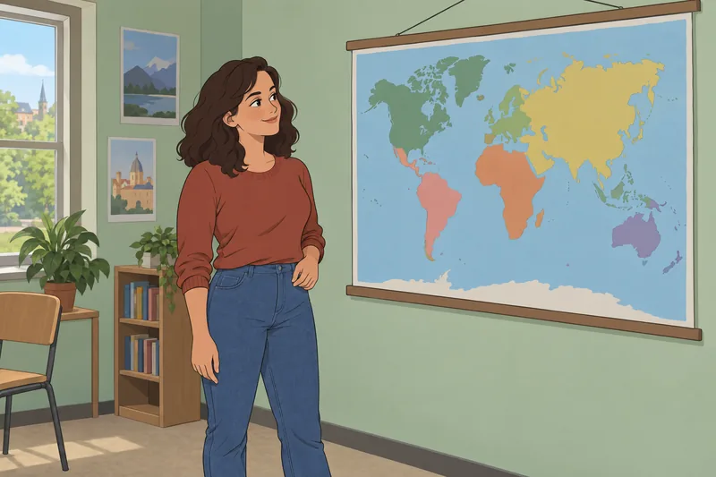 ¿De qué país? Una viajera estudia un mapa.
